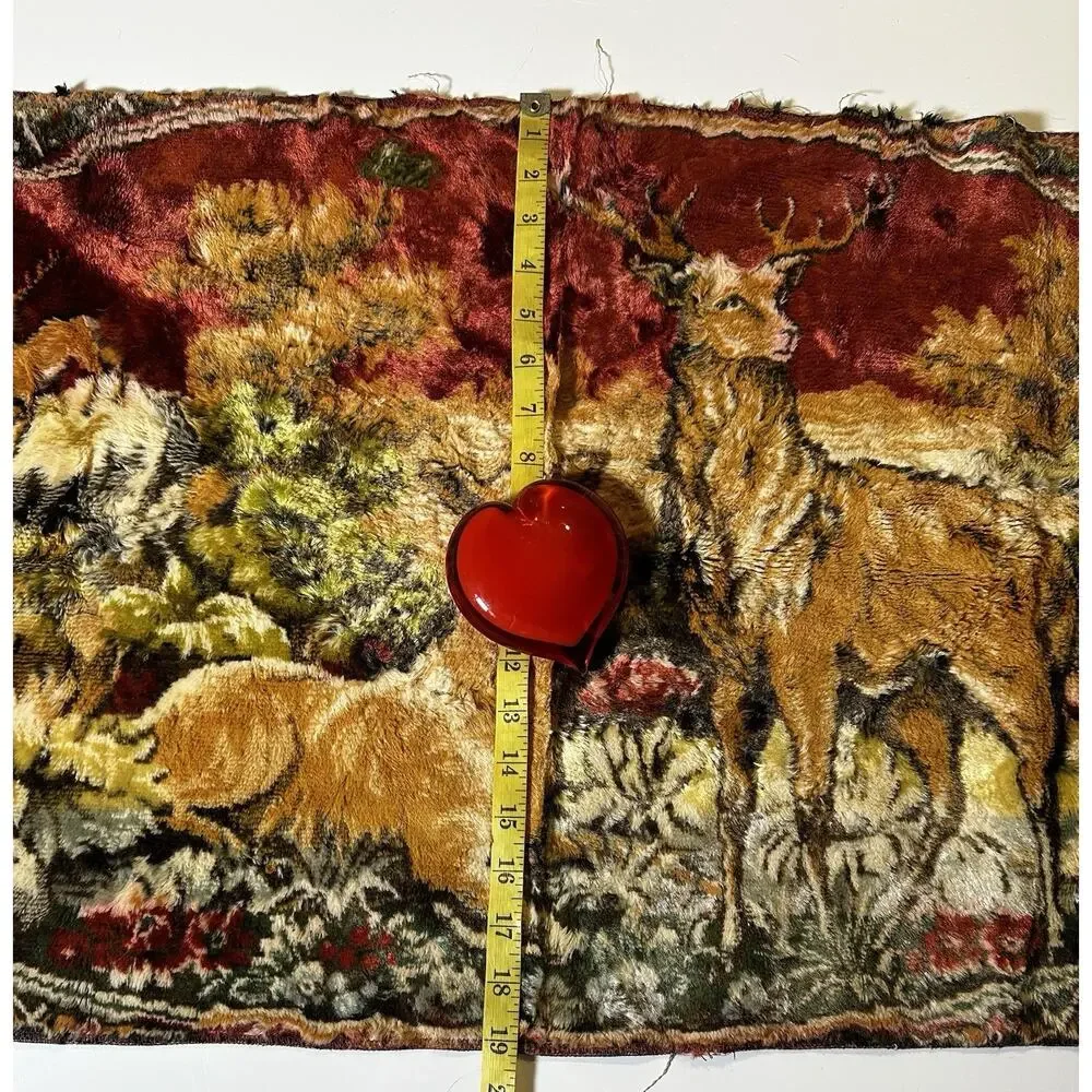 Vtg Deer Family Wall Tapestry Hunting Lodge Decor Hanging Rustic Cabin Woodland
